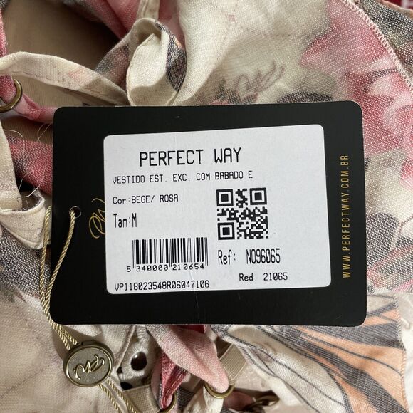 Perfect Way Floral Romantic Mini Dress Elegant W/Pearly Beads Woman Size M - Picture 12 of 12